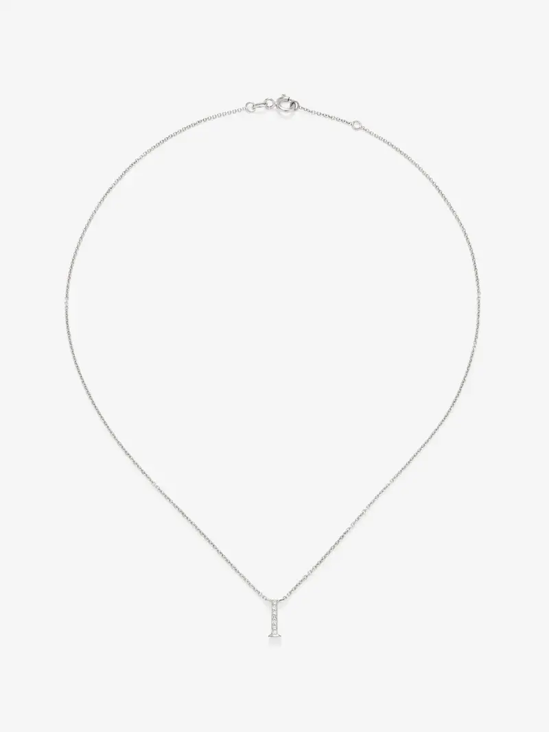18K white gold pendant with I diamond pavé letter