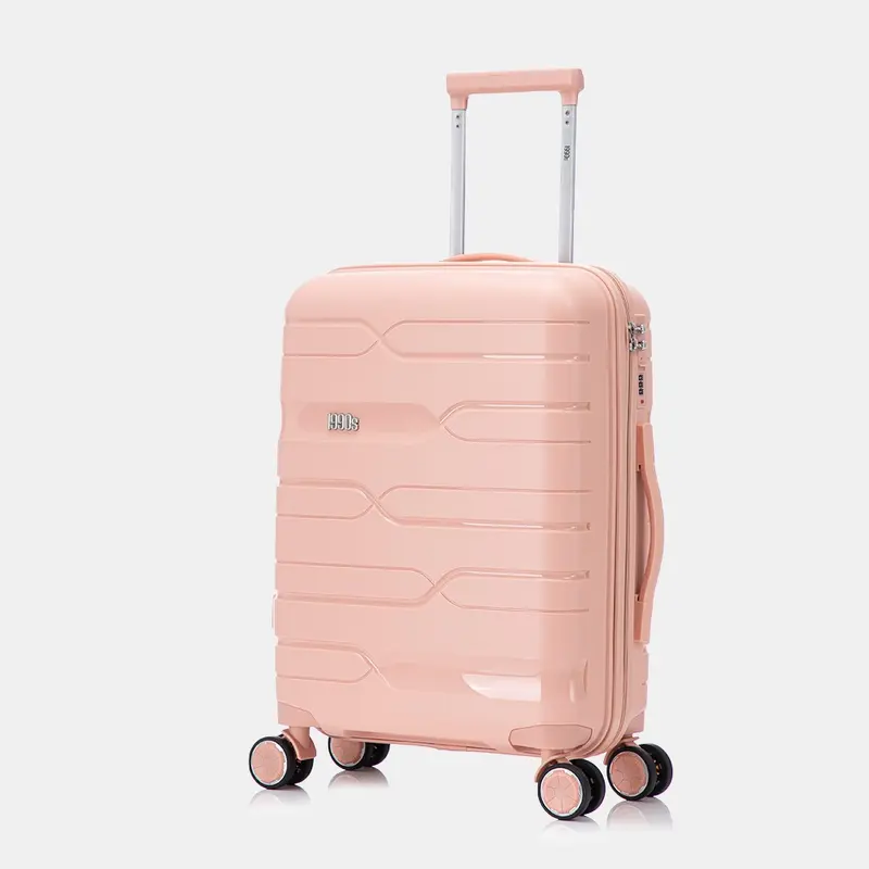 1990s Maleta de cabina 55x38x22 cm (44L) Polipropileno  - Candado Incrustado - 20 Pulgadas - Rosa Claro- Bass