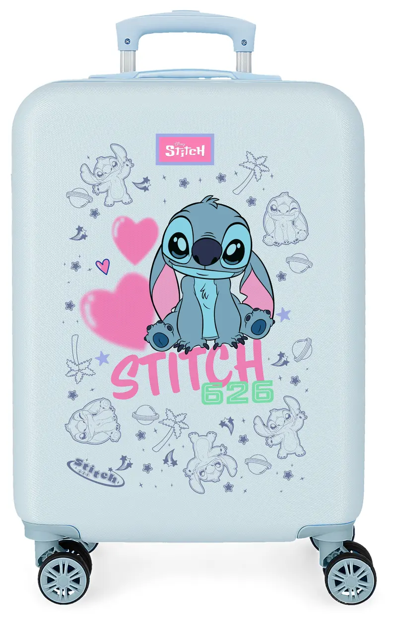 3291141 TROLLEY ABS 55CM. 4R. STITCH HEARTS AZUL CLARO