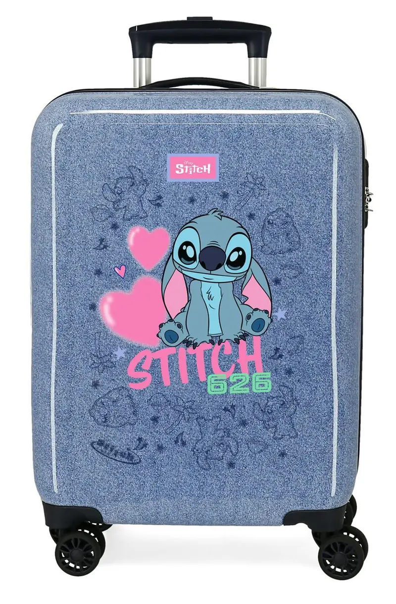 3291142 TROLLEY ABS 55CM. 4R. STITCH HEARTS DENIM