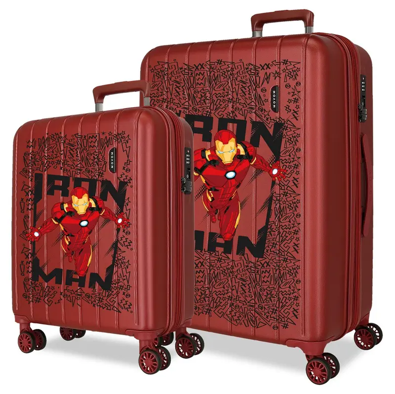 3488944 SET/2 TROLLEY ABS 55-65CM.4R.C/EXP. IRONMAN ROJO