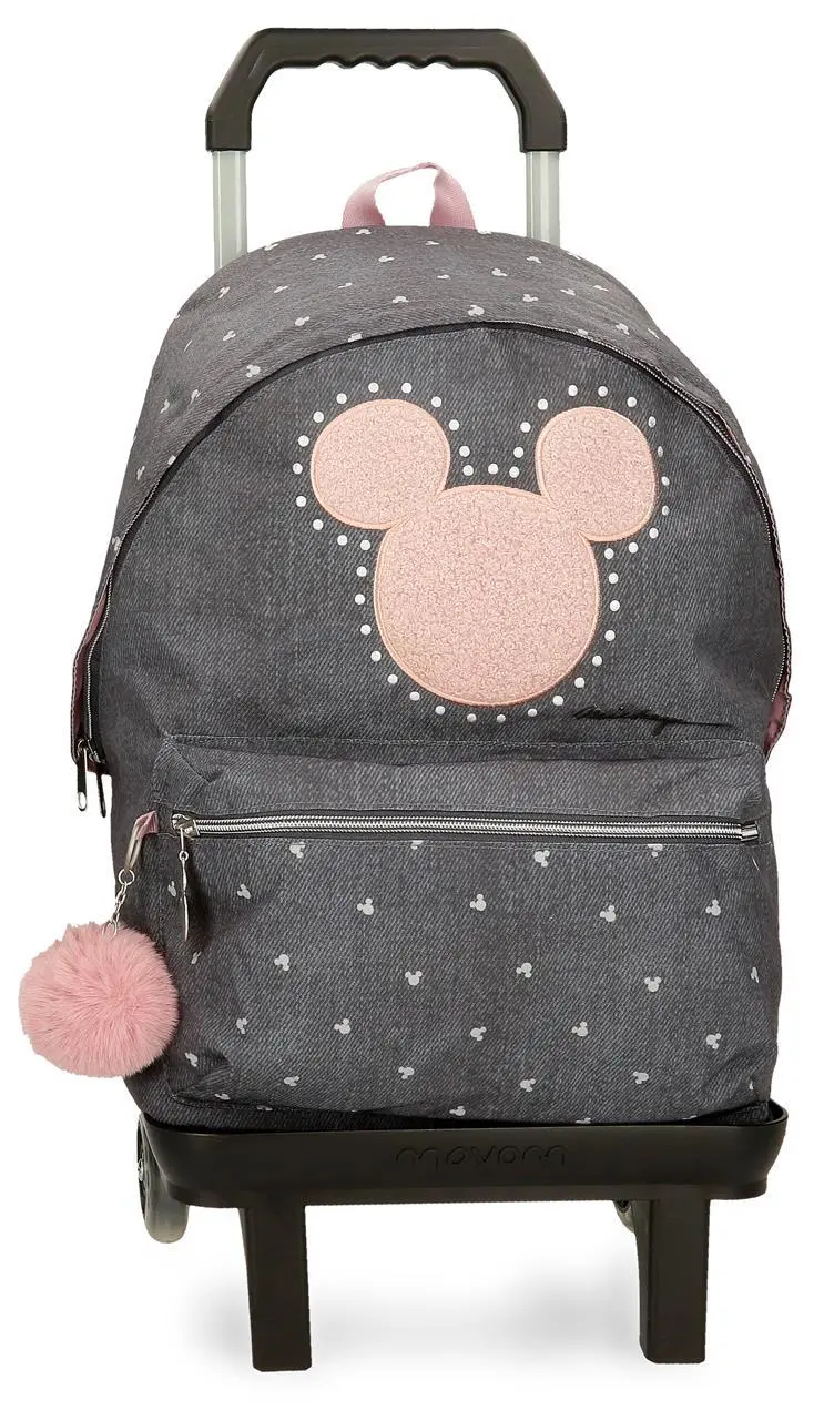 38223T1 MOCHILA ADAP. 44CM. C/CARRO. MICKEY STUDS
