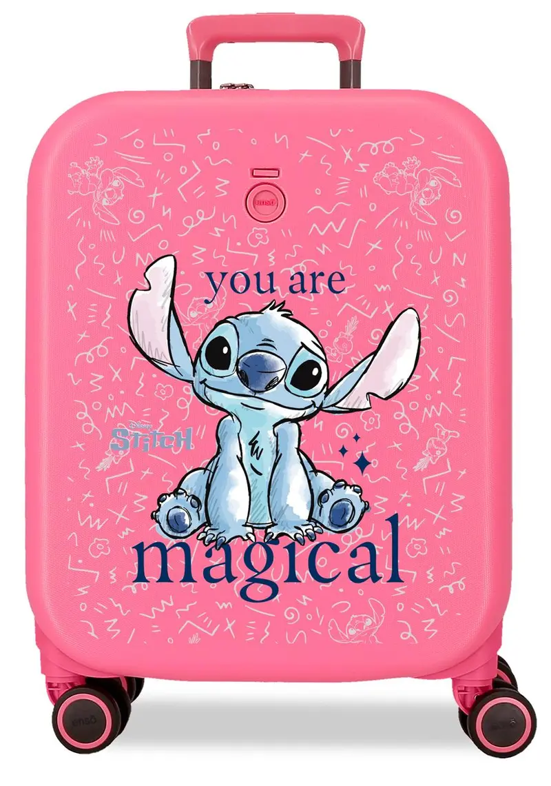 3859125 TROLLEY ABS 55CM.4R.STITCH YOU ARE MAGICAL FUCSIA