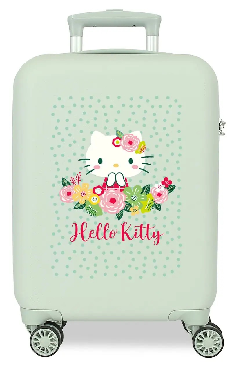 4121311 TROLLEY ABS 50CM. 4R. FLORAL KITTY MENTA