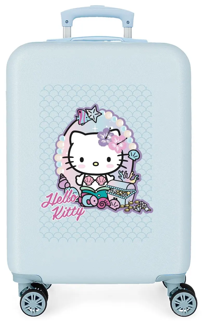 4181111 TROLLEY ABS 55CM. 4R. MERMAID KITTY AZUL CLARO