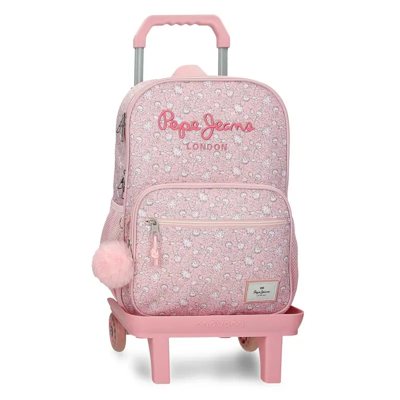 60722V1 MOCHILA ADAP. 40CM 2C. C/CARRO. PJL MIA ROSA CLARO