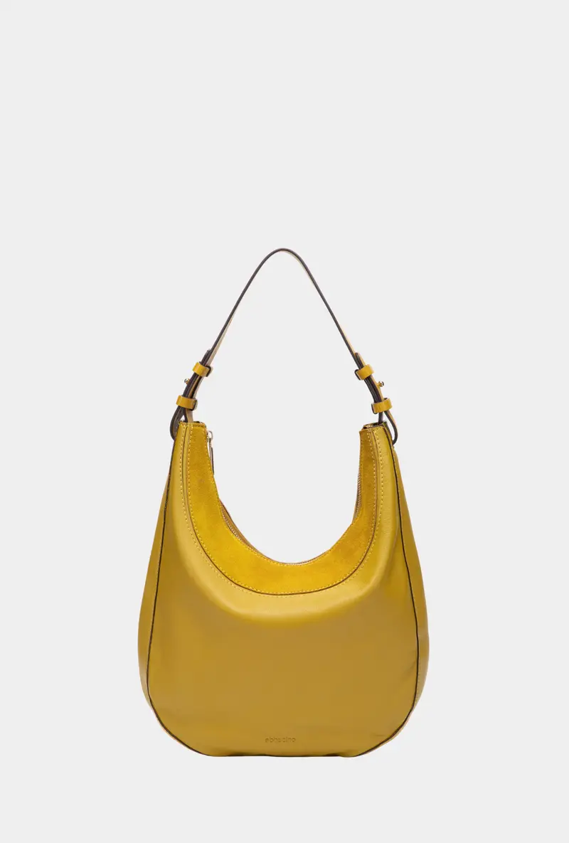 Abbacino Bolso De Hombro En Piel Y Serraje Amarillo