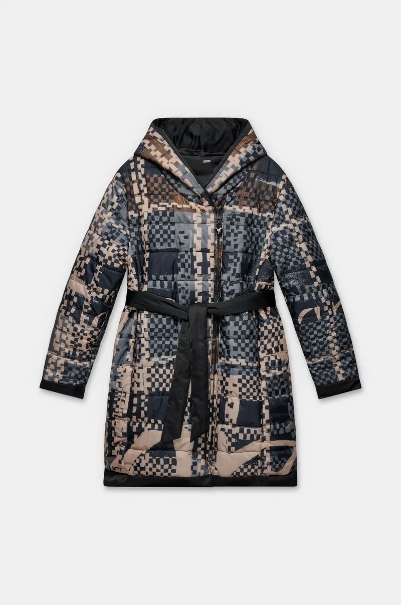 Abrigo reversible negro con capucha