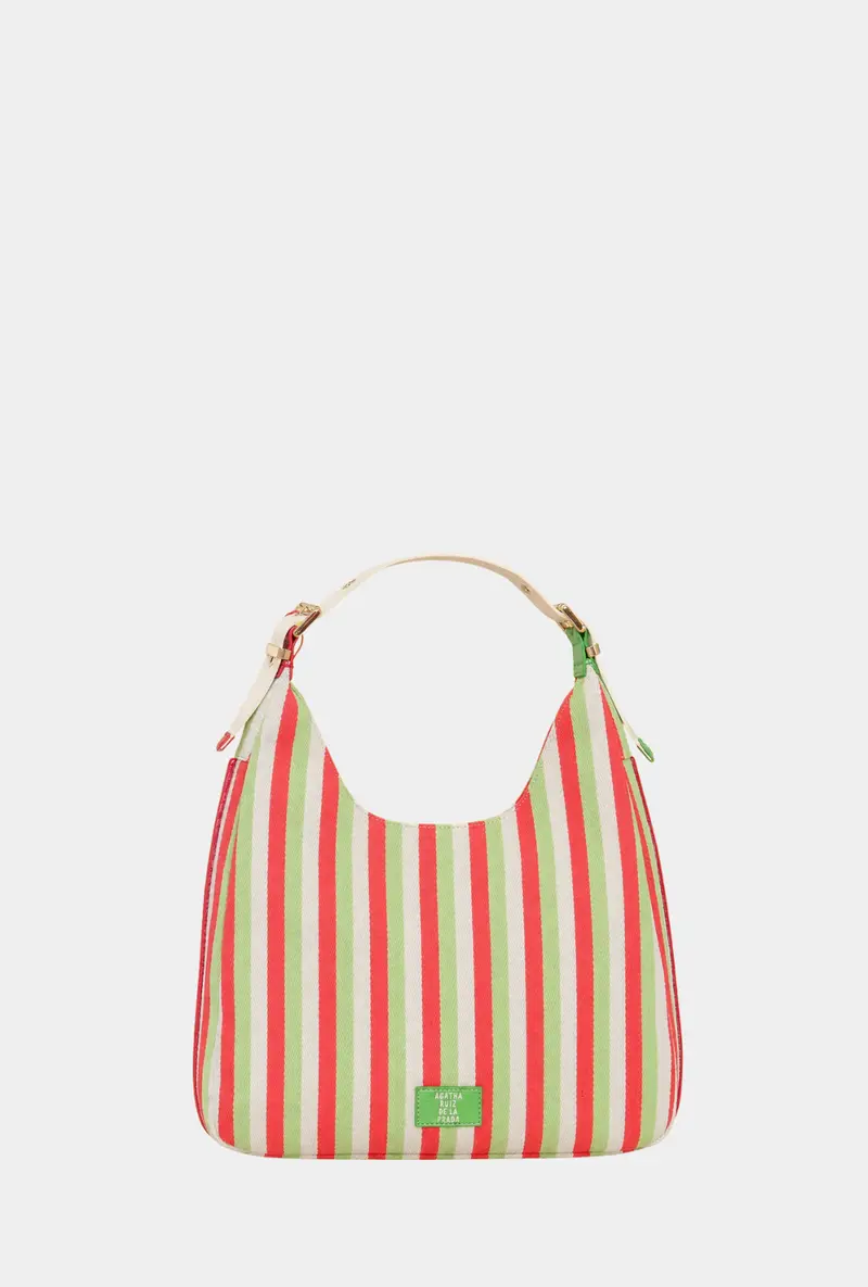 Agatha Ruiz De La Prada Bolso De Hombro Hobo Lona Líneas