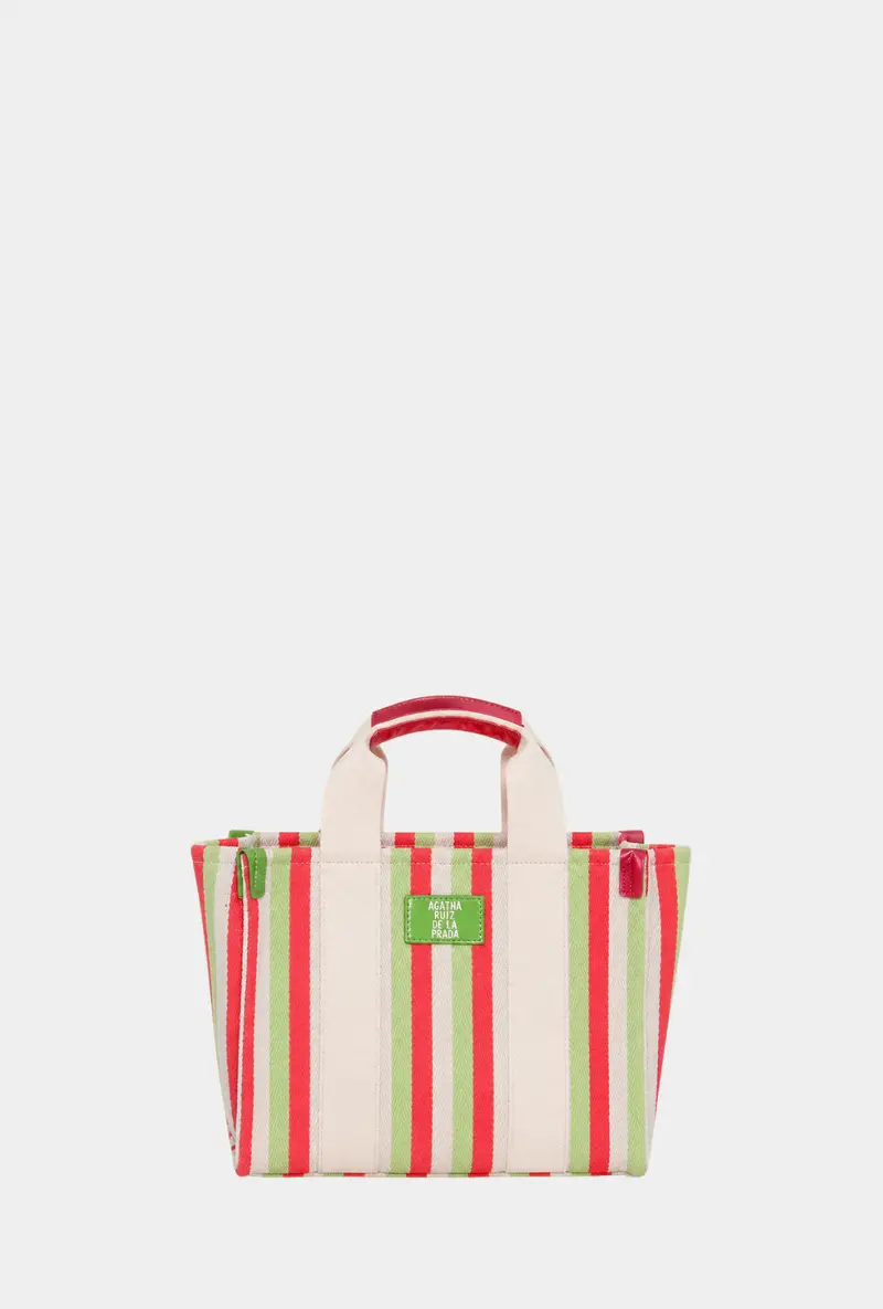 Agatha Ruiz De La Prada Bolso De Mano Con Bandolera Lona Líneas