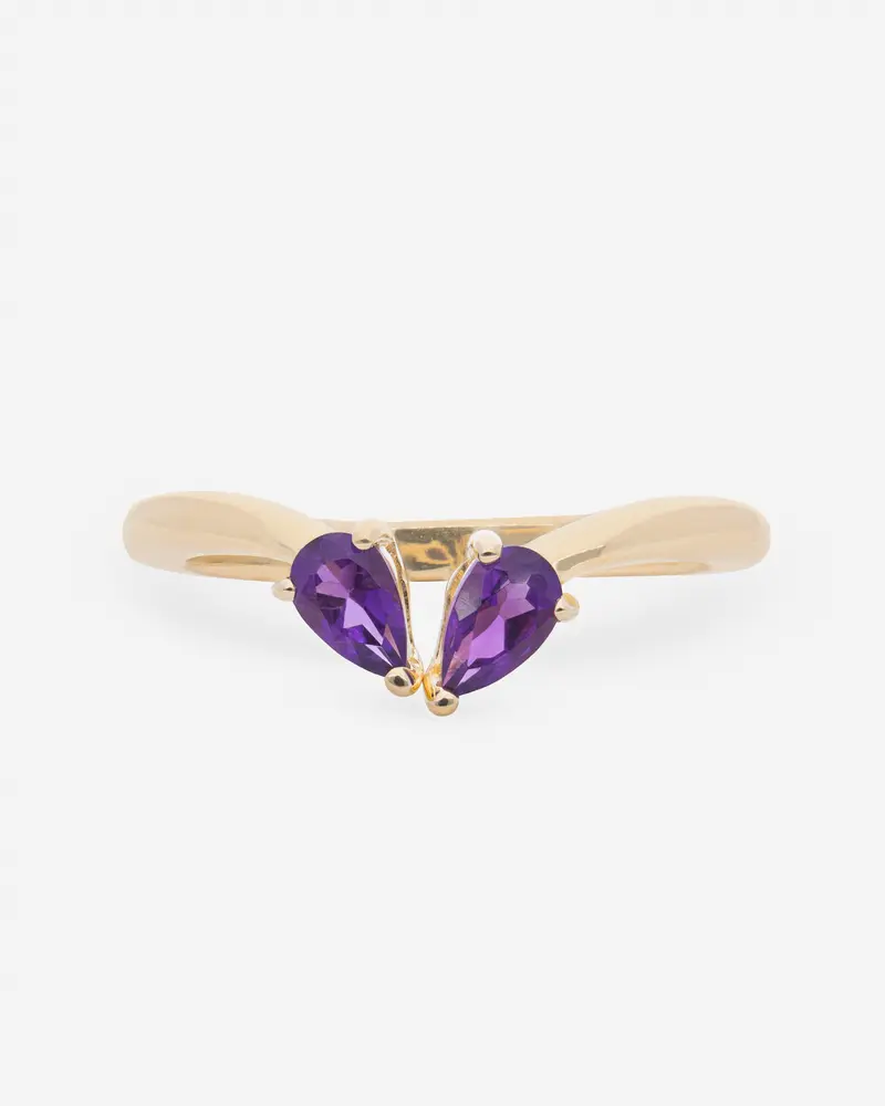 Anillo abierto con Piedras Ametistas en Plata 925 chapada en oro