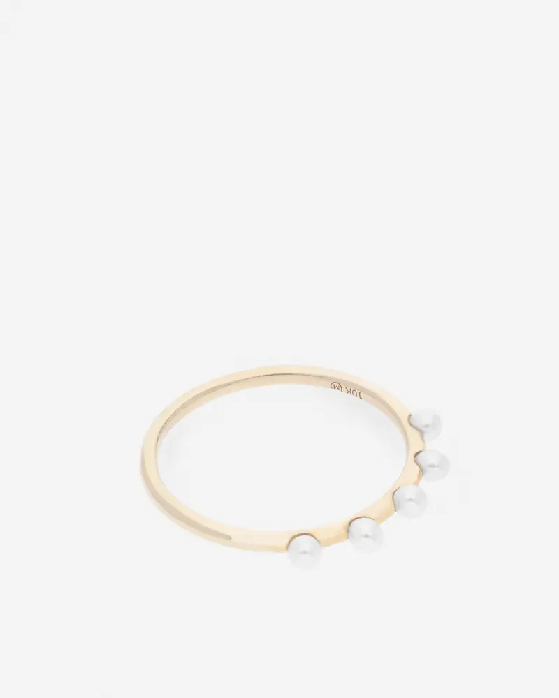Anillo abierto de plata 925 chapada en oro con topacio blanco y perla