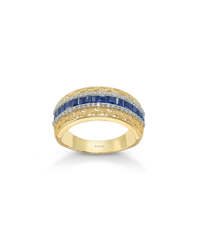 Anillo Adoquín zafiros, oro