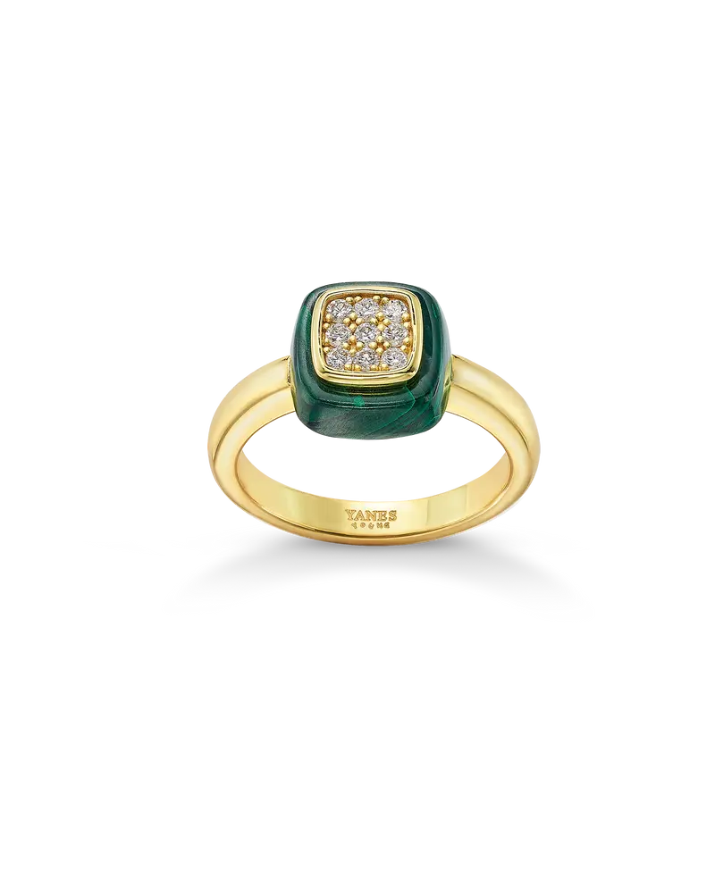 Anillo Atlas malaquita, plata dorada