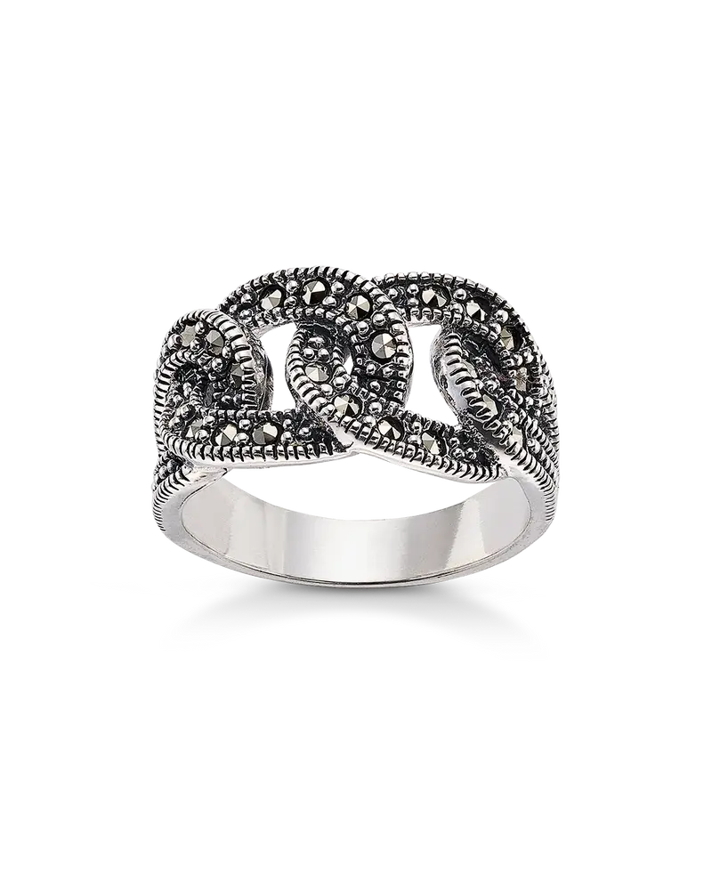 Anillo Bach marcasitas, plata