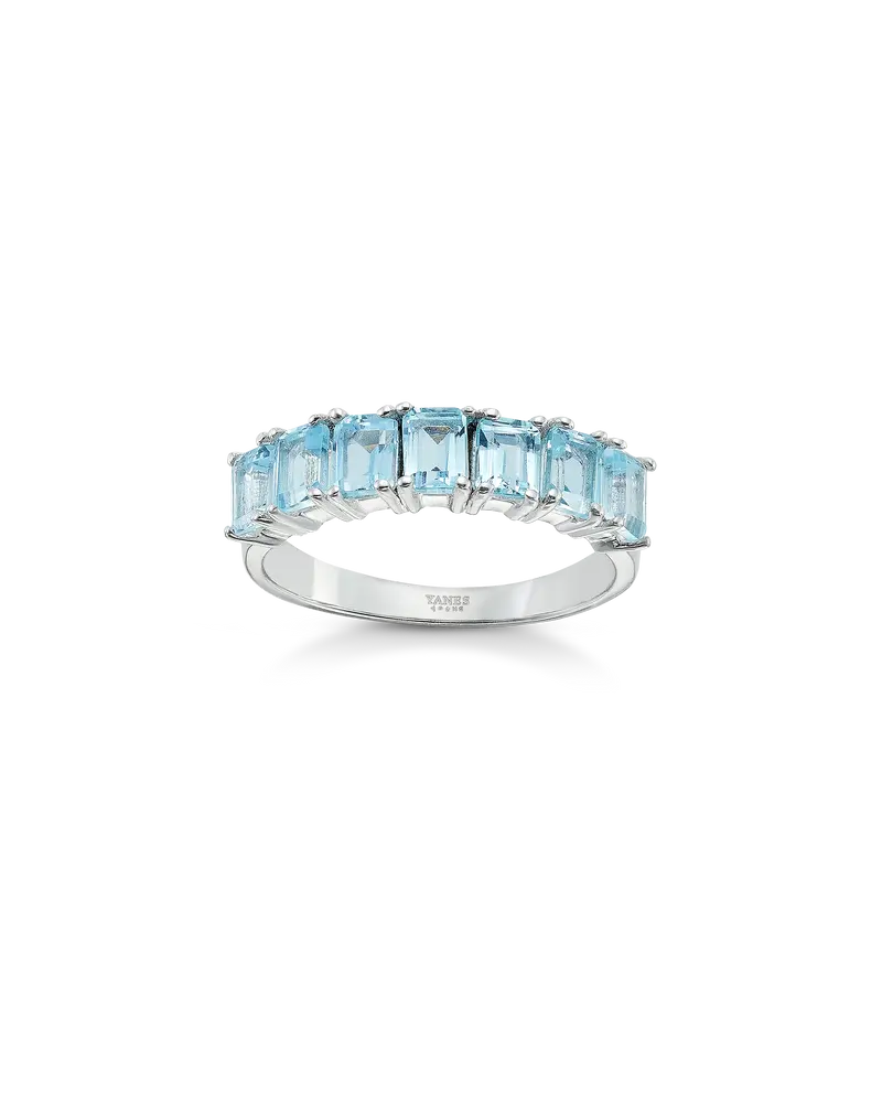 Anillo Baguette topacio azul, plata