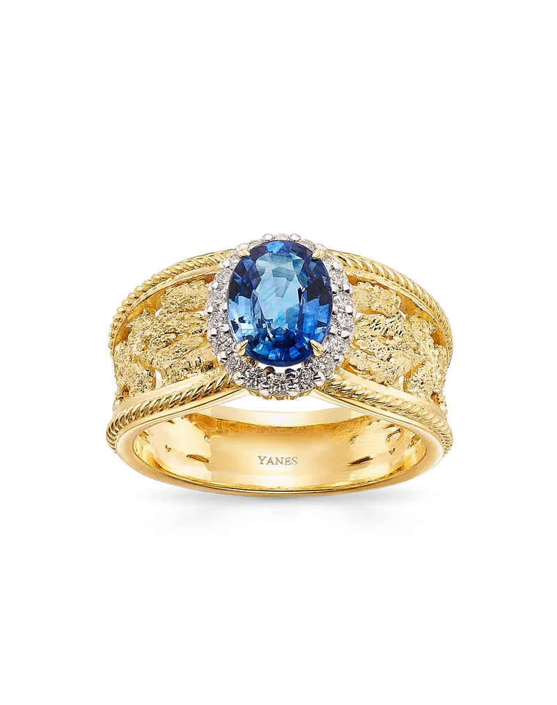 Anillo Blue Tajo diamantes y zafiro, oro