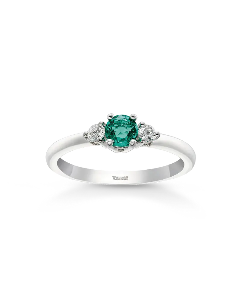 Anillo Candel esmeralda y diamantes, oro blanco