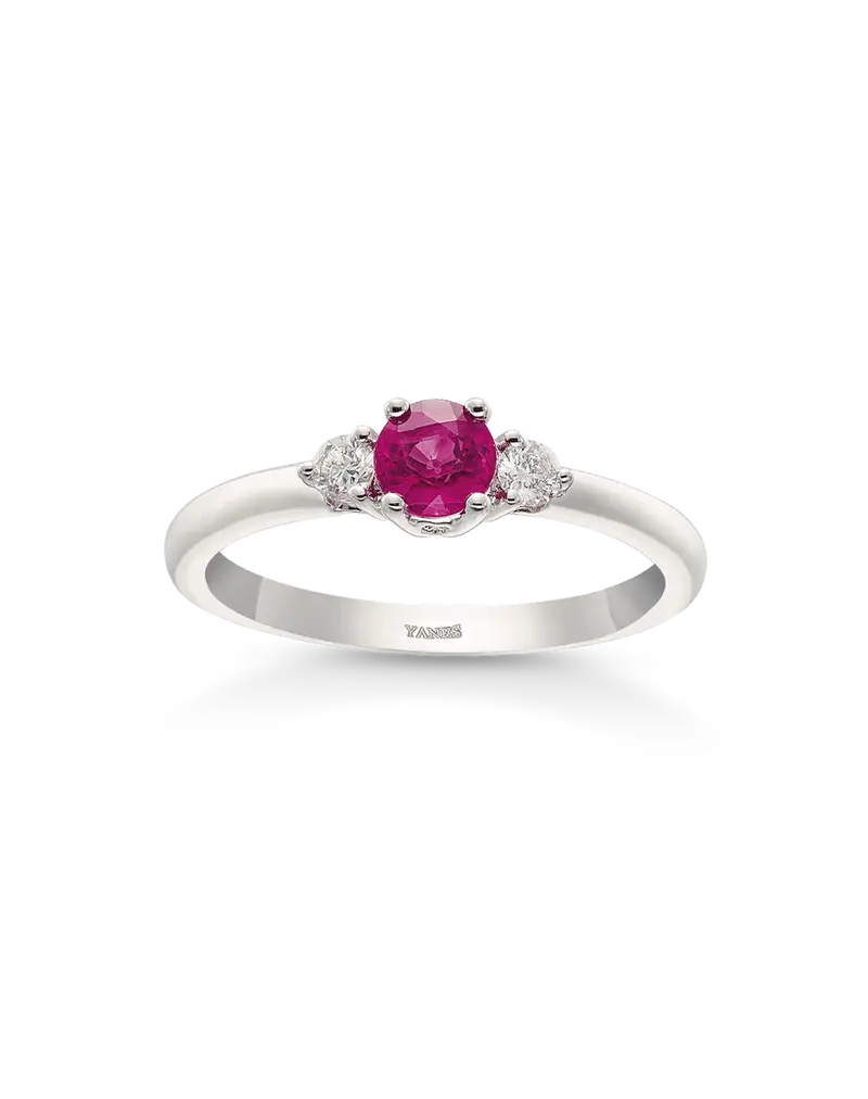 Anillo Candel rubí y diamantes, oro blanco