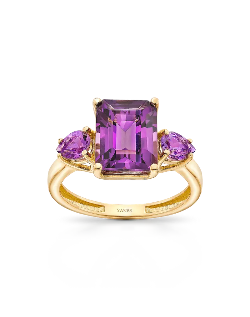 Anillo Candy Trio amatista, oro