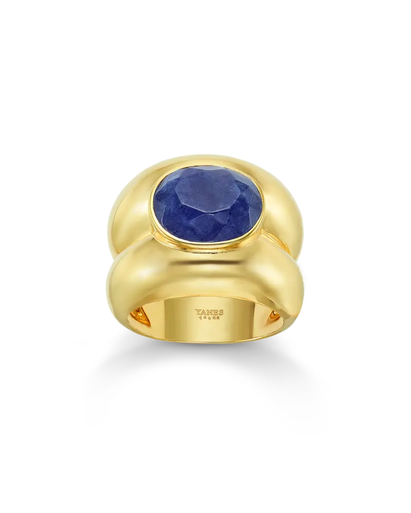 Anillo Cannes sodalita, plata dorada