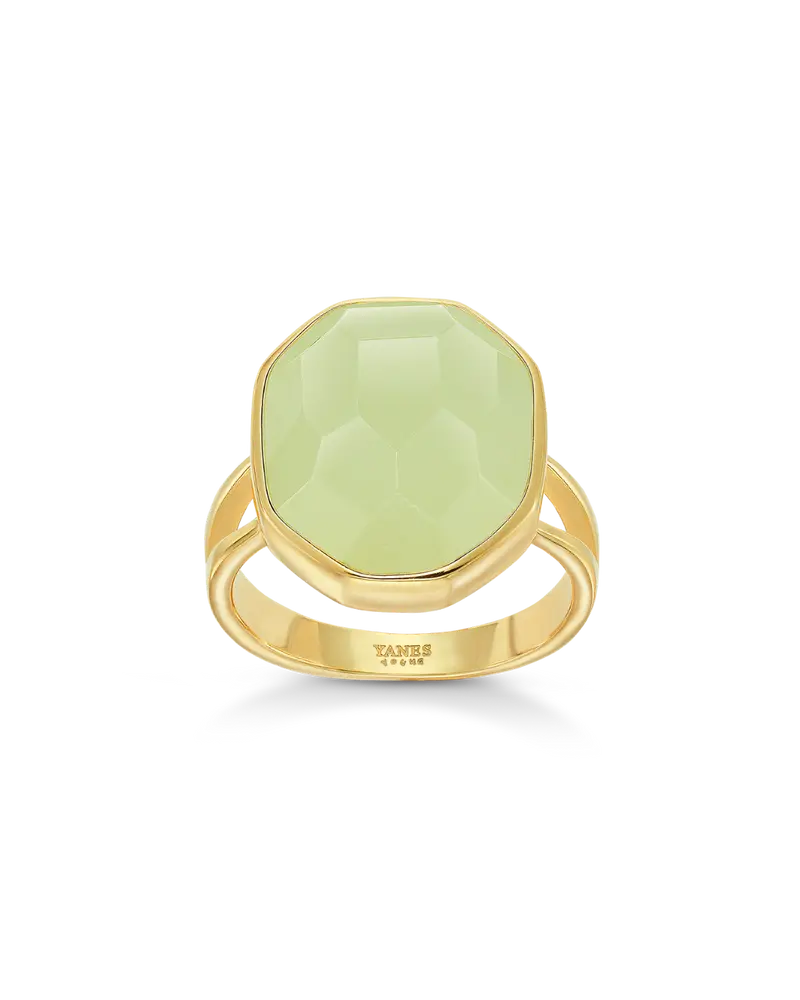 Anillo Cassis jade, plata dorada