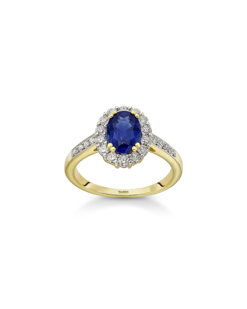 Anillo Ceylán Channel zafiro y diamantes, oro