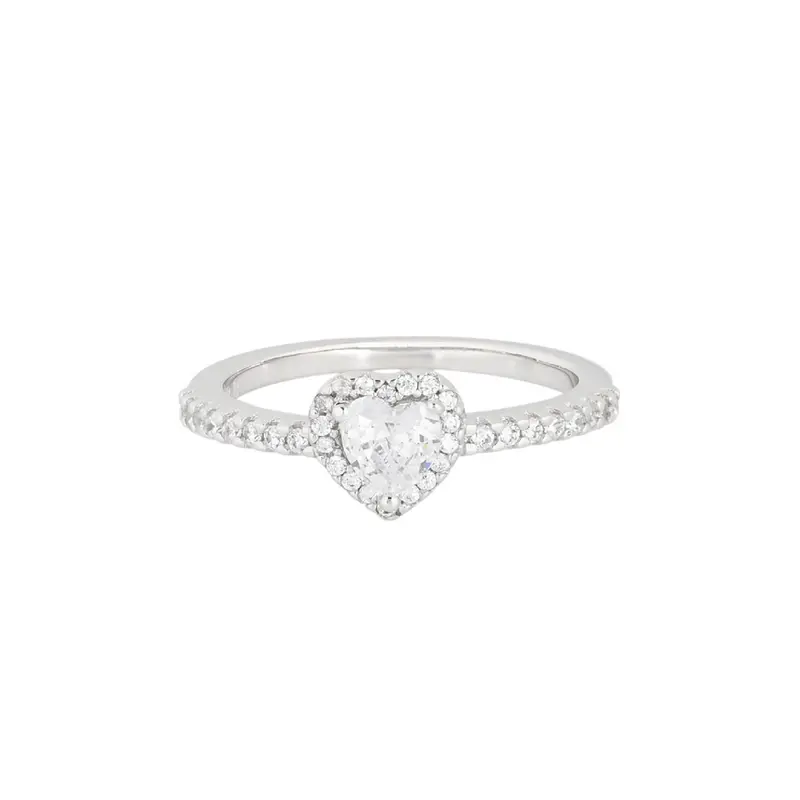 Anillo con corazón de circonitas brillantes acabado plata - mbyou
