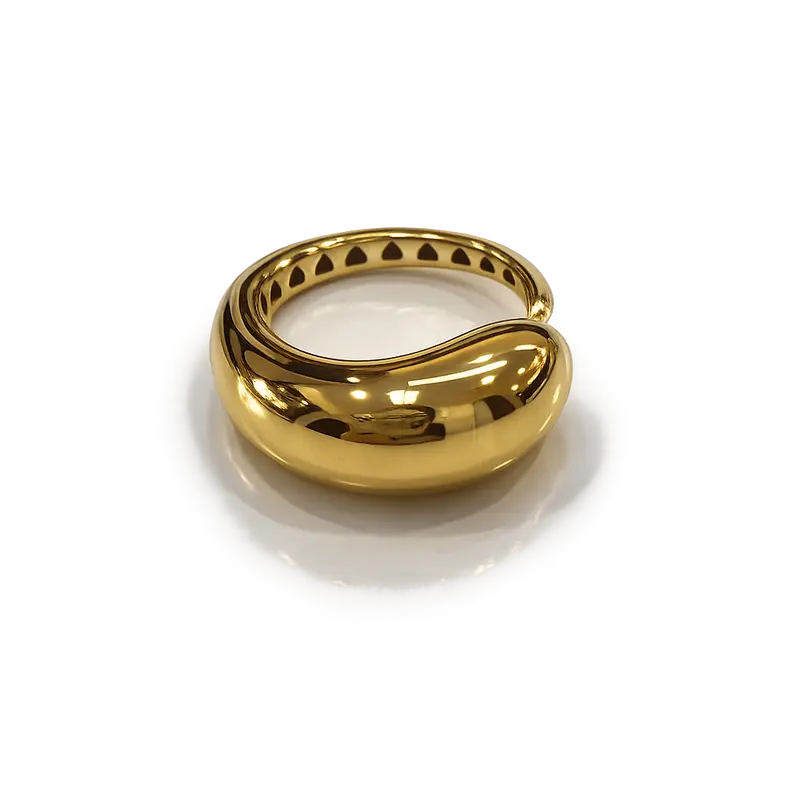 Anillo Creciente plata de ley y baño de oro 18K