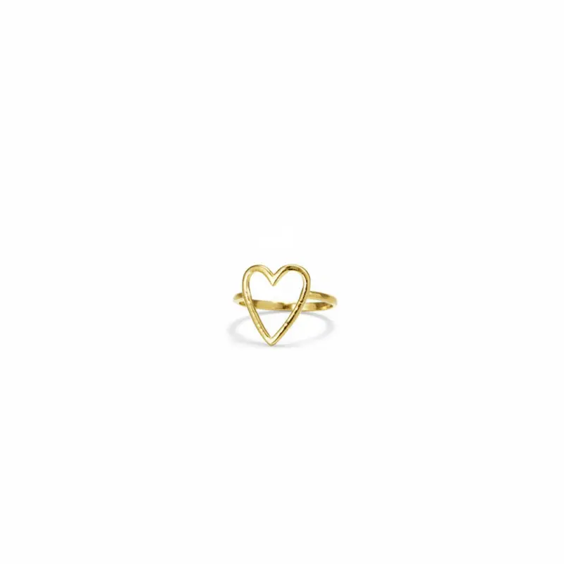 Anillo de acero inoxidable ajustable con corazónacabado oro