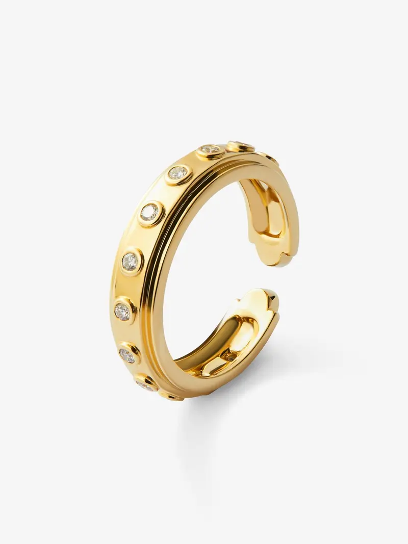 Anillo de oro amarillo de 18K con 16 diamantes en talla brillante con un total de 0,28 cts
