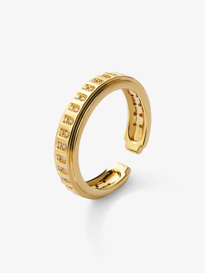Anillo de oro amarillo de 18K con 50 diamantes en talla brillante con un total de 0,18 cts