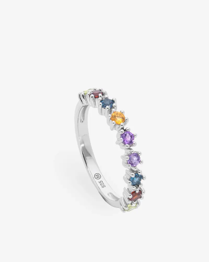 Anillo de Piedras semipreciosas multicolores en Plata 925