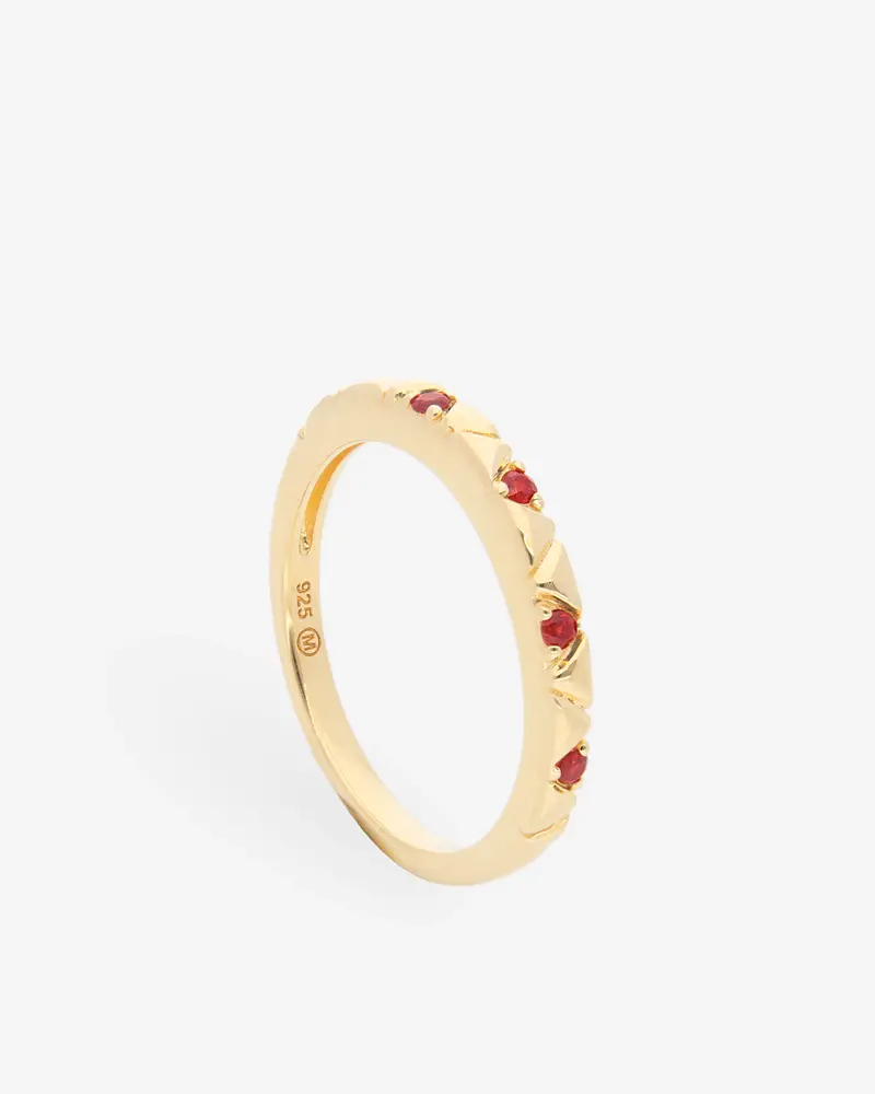 Anillo de Plata con Piedras de Granate en Plata 925 chapada en oro