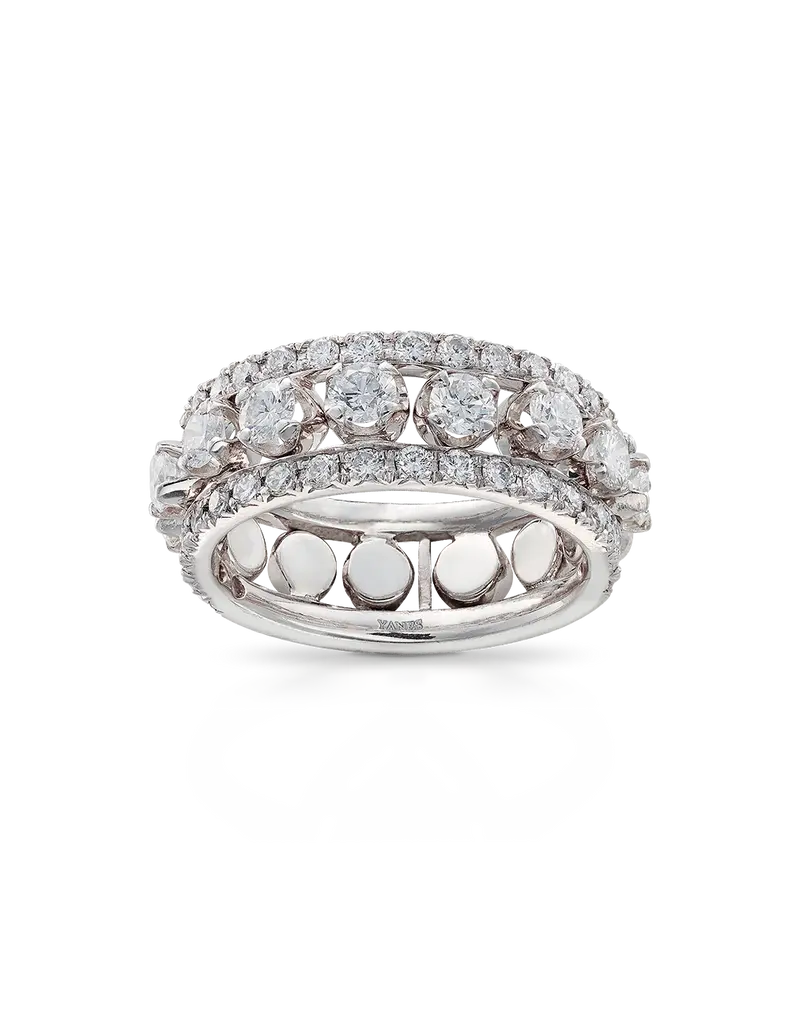Anillo doble diamantes, oro blanco