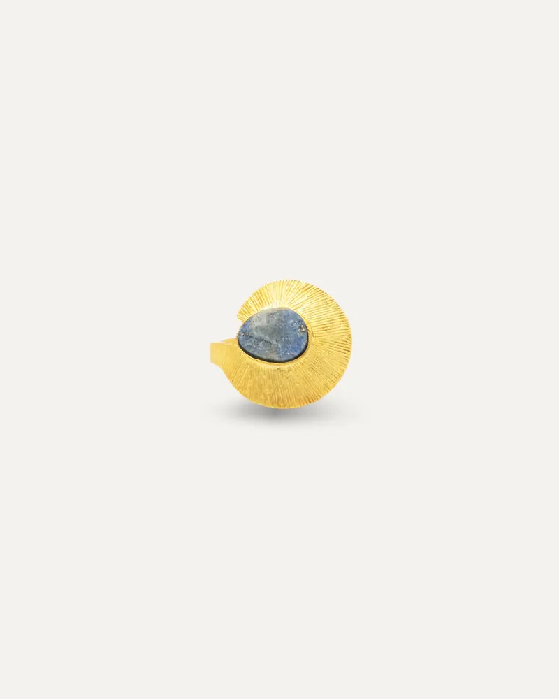 Anillo Dorado Badhana Lapislazuli