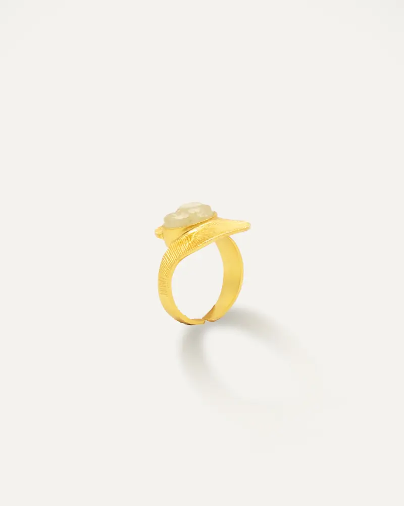 Anillo Dorado Badhana Prehnita