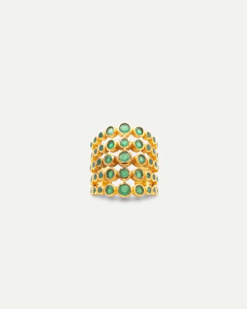 Anillo Dorado Inder Maximus Onix Verde