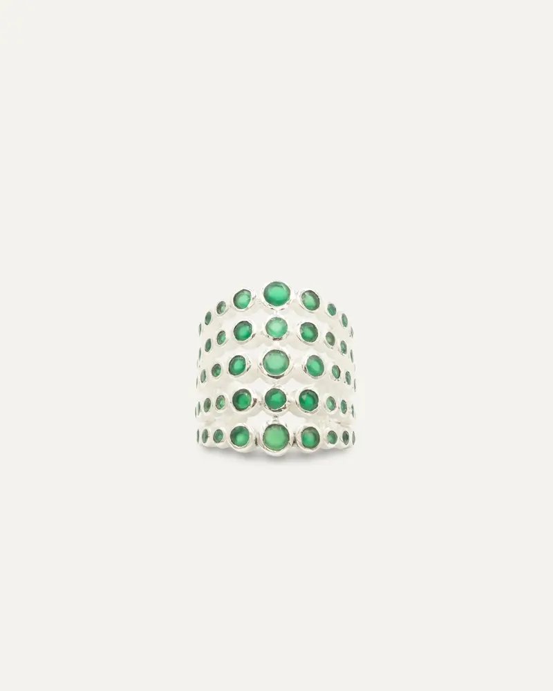 Anillo Dorado Inder Maximus Plateado Onix Verde