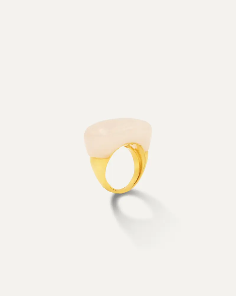 Anillo Dorado Natura Cuarzo Rosa