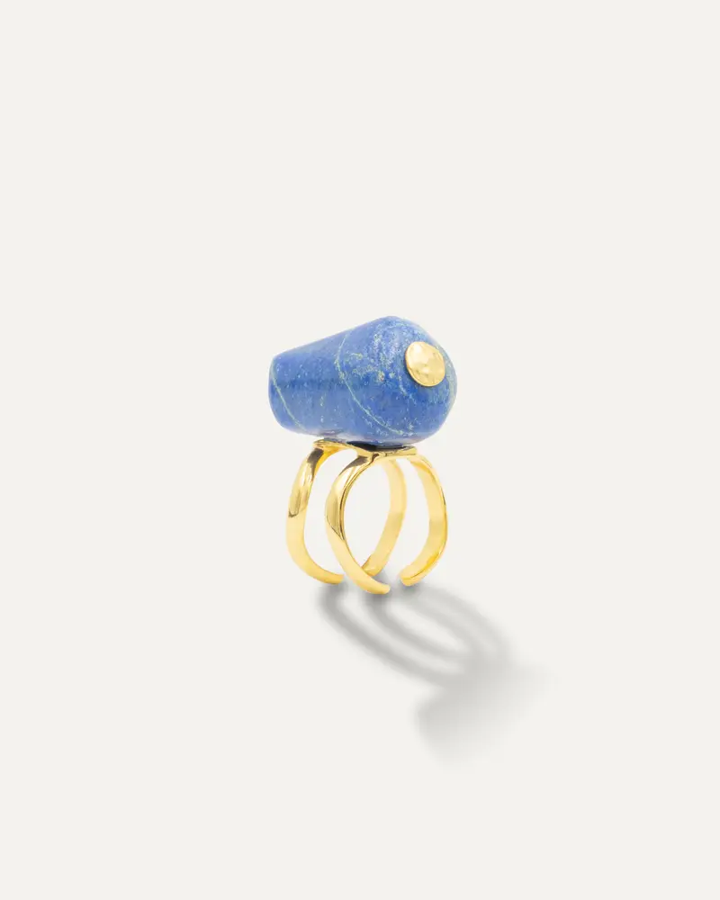 Anillo Dorado Patthar Lapislazuli
