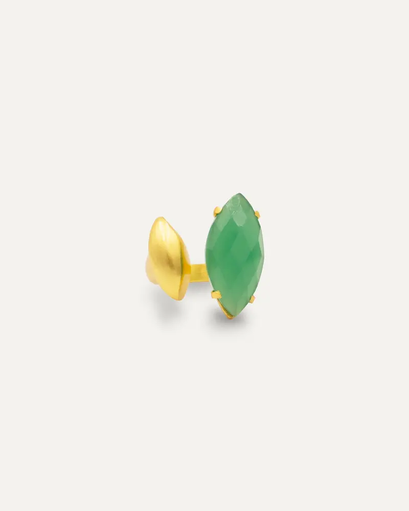 Anillo Dorado Shaanti Onix Verde