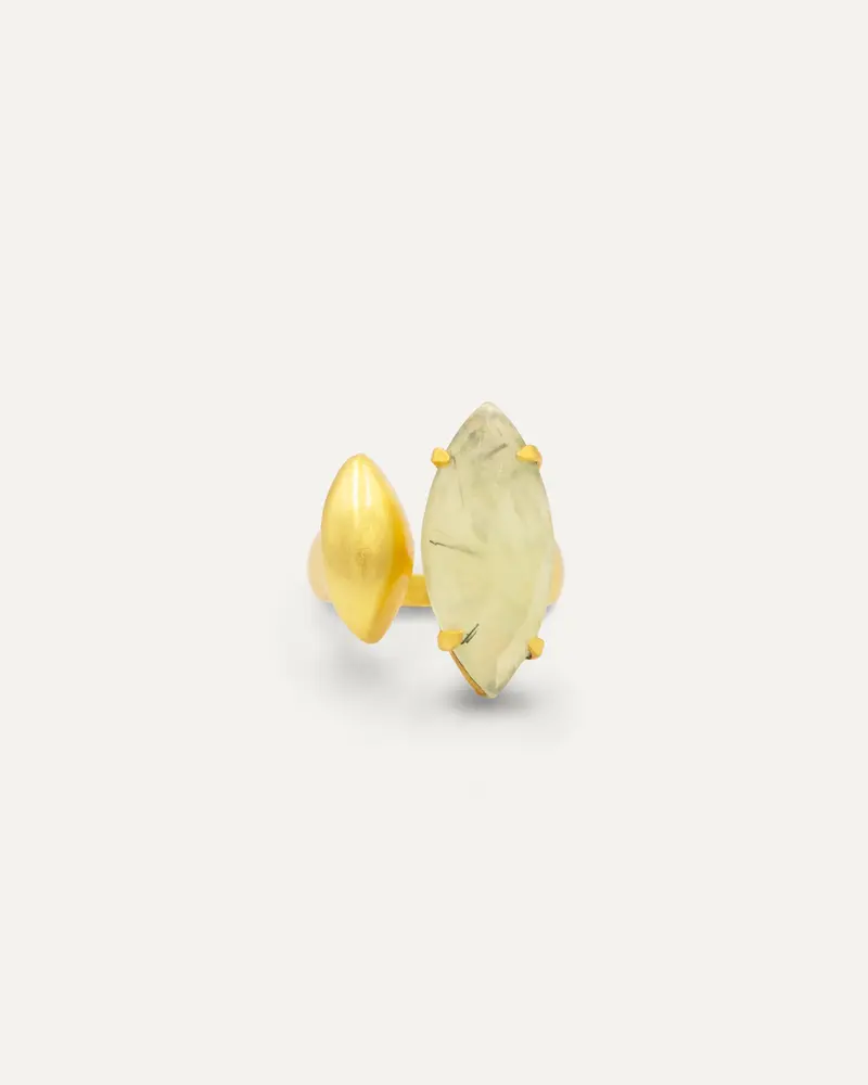 Anillo Dorado Shaanti Prehnita