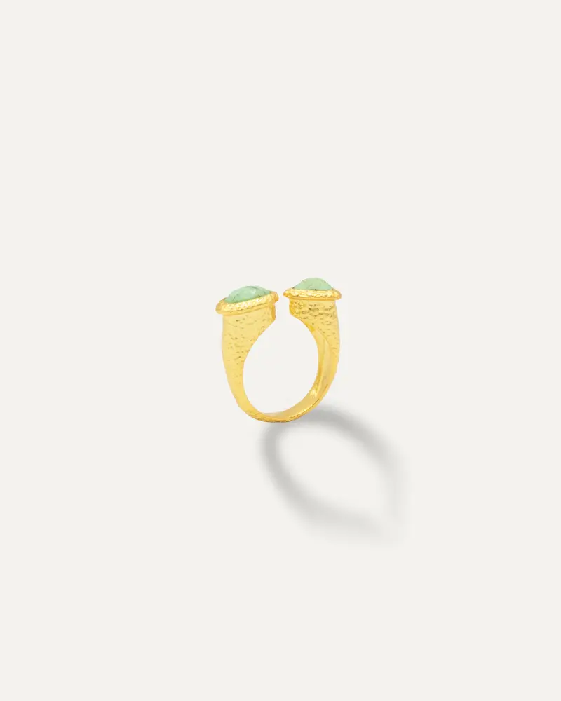 Anillo Dorado Tandem Crisoprasa