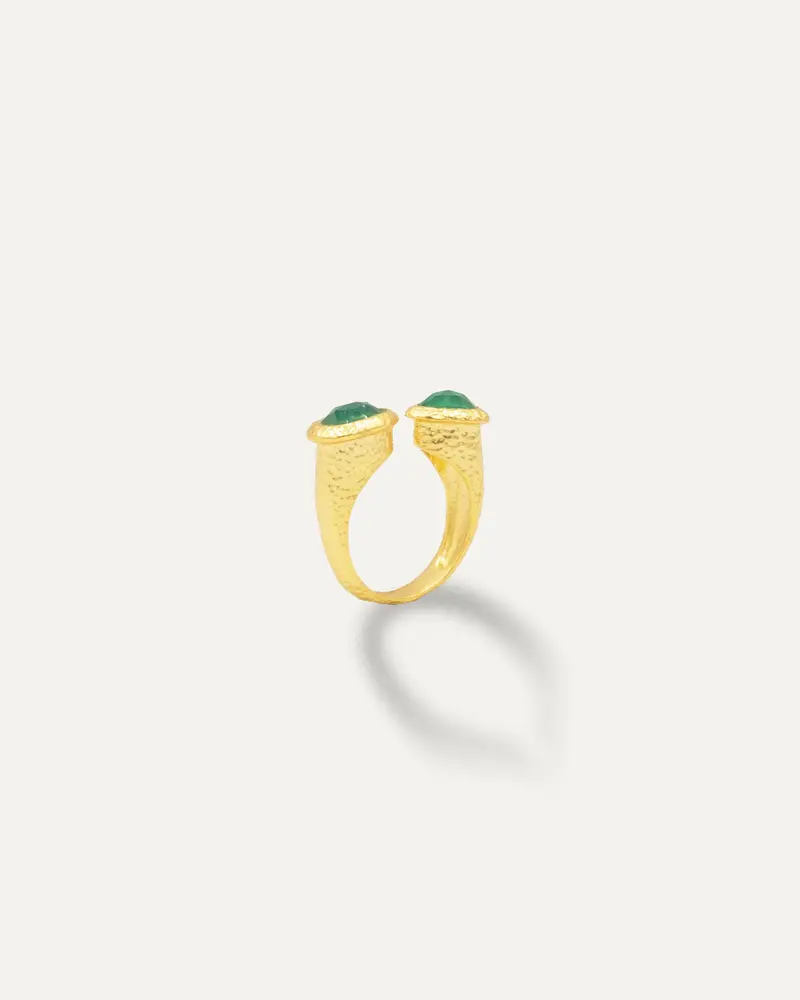 Anillo Dorado Tandem Onix Verde