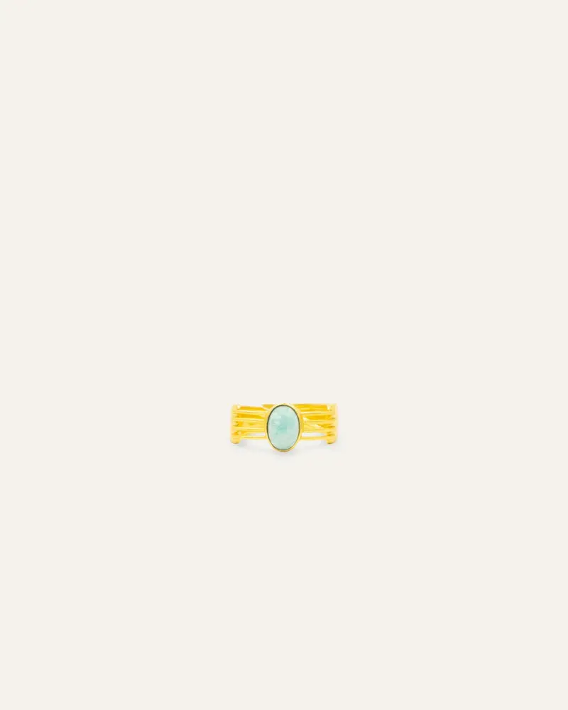 Anillo Dorado Vanu Amazonita