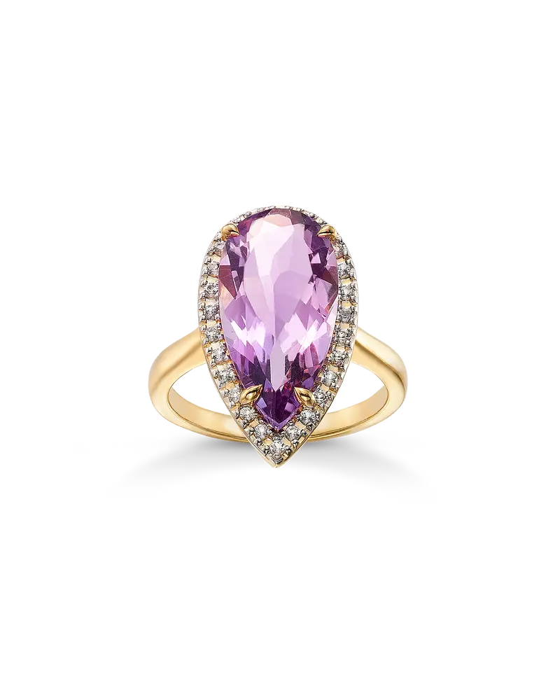 Anillo Drop amatista, plata dorada