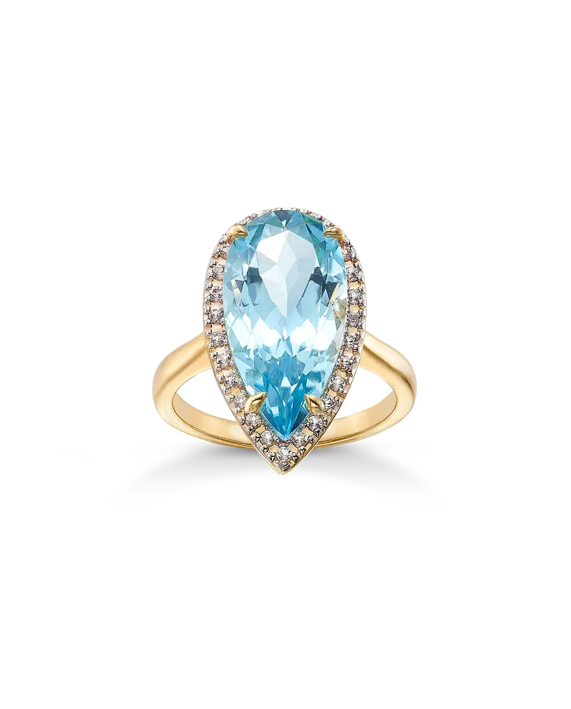 Anillo Drop topacio azul, plata dorada