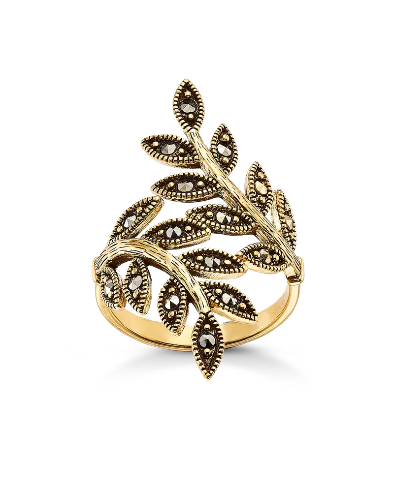 Anillo Duet marcasitas, plata dorada