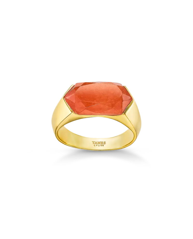 Anillo Elbert ágata, plata dorada